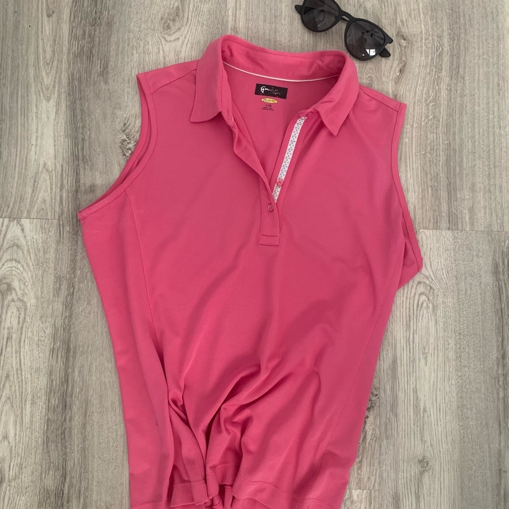 Pink Sleeveless Polo Top